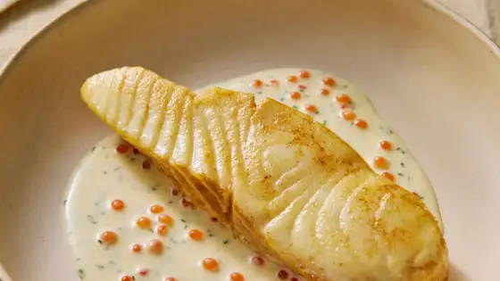 Flétan rôti au beurre blanc citronné, cuisson parfaite