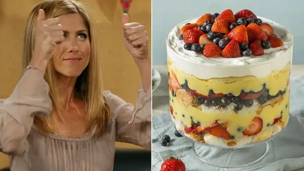 Rachel de Friends approuve ce magnifique gâteau aux fruits rouges et crème anglaise. Un délice !
